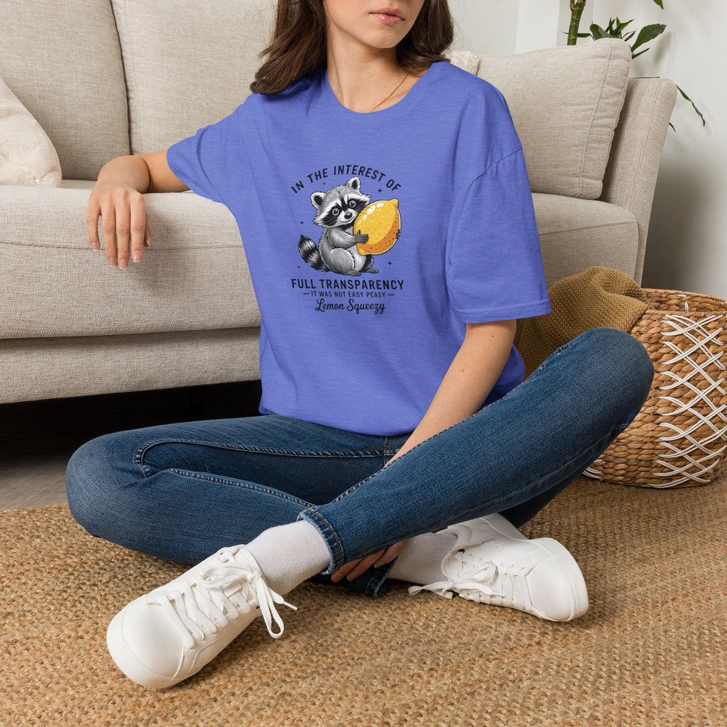 Raccoon Holding Lemon T‑Shirt — "In the Interest of Full Transparency" Cute Graphic Tee