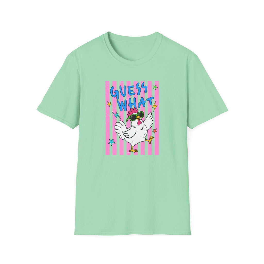 T-Shirt — "Guess What" Funny Sunglasses Chicken Graphic Tee