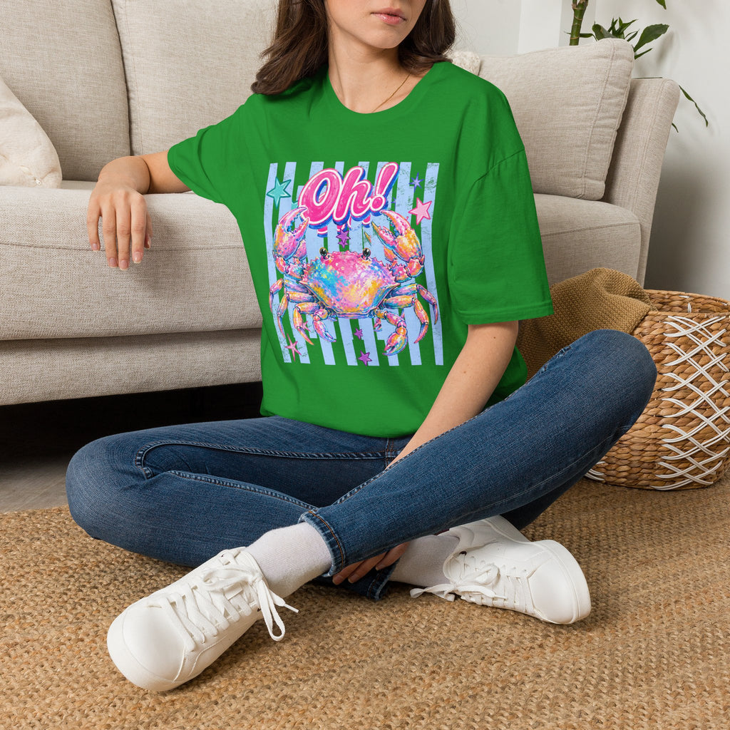 Crab "Oh!" Graphic T‑Shirt — Colorful Coastal Beach Tee