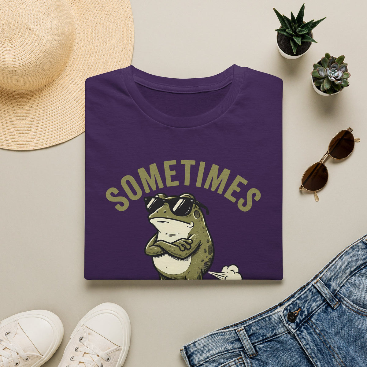 T-Shirt — "Sometimes I Just Be Fartin'" Funny Frog Graphic Tee