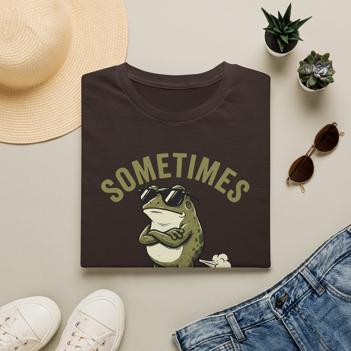 T-Shirt — "Sometimes I Just Be Fartin'" Funny Frog Graphic Tee