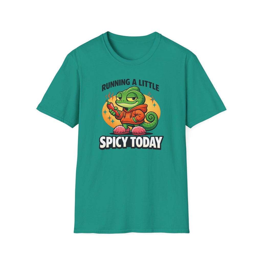 T-Shirt — "Running a Little Spicy Today" Cute Chameleon Graphic Tee