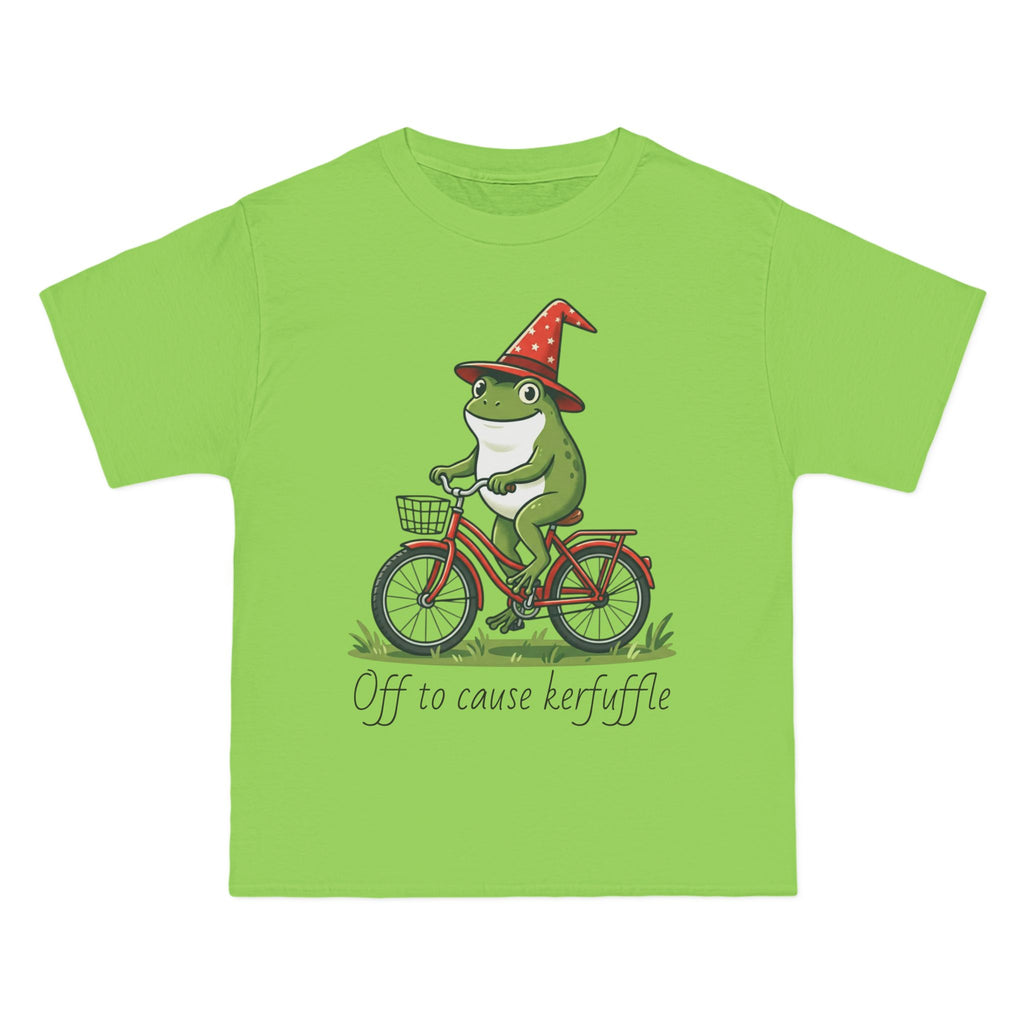 Frog on Bike T-Shirt — “Off to Cause Kerfuffle” Cute Whimsical Graphic Tee
