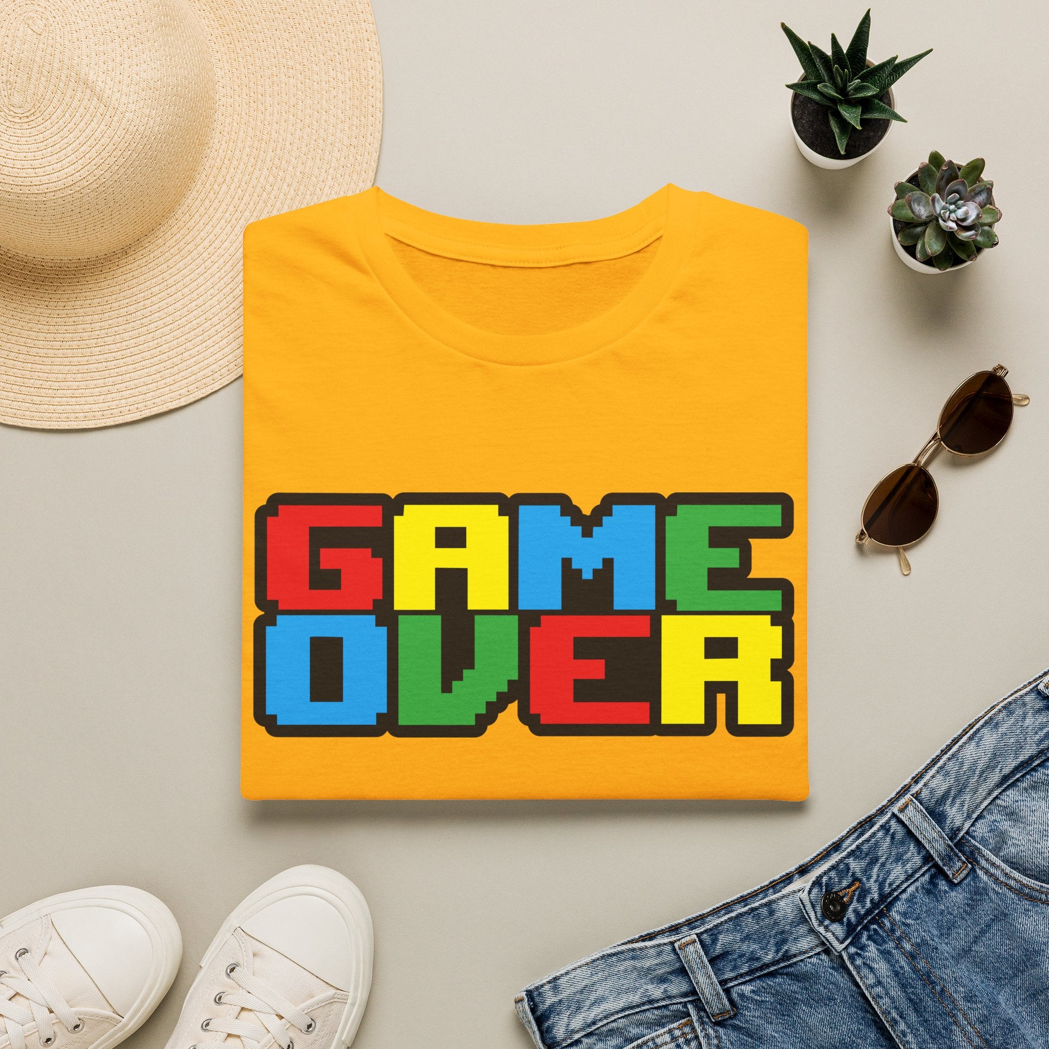 Game Over Retro Arcade Video Pixel T-Shirt — Colorful Gamer Tee