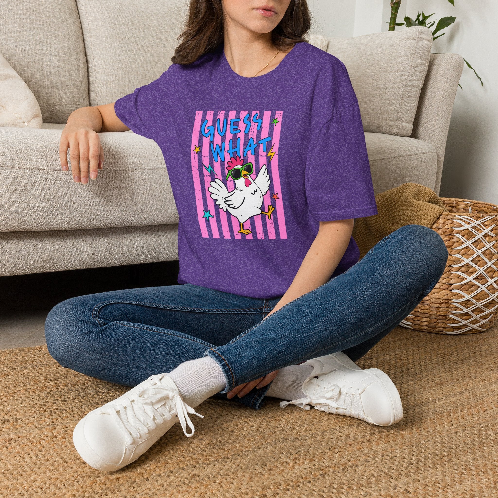 T-Shirt — "Guess What" Funny Sunglasses Chicken Graphic Tee