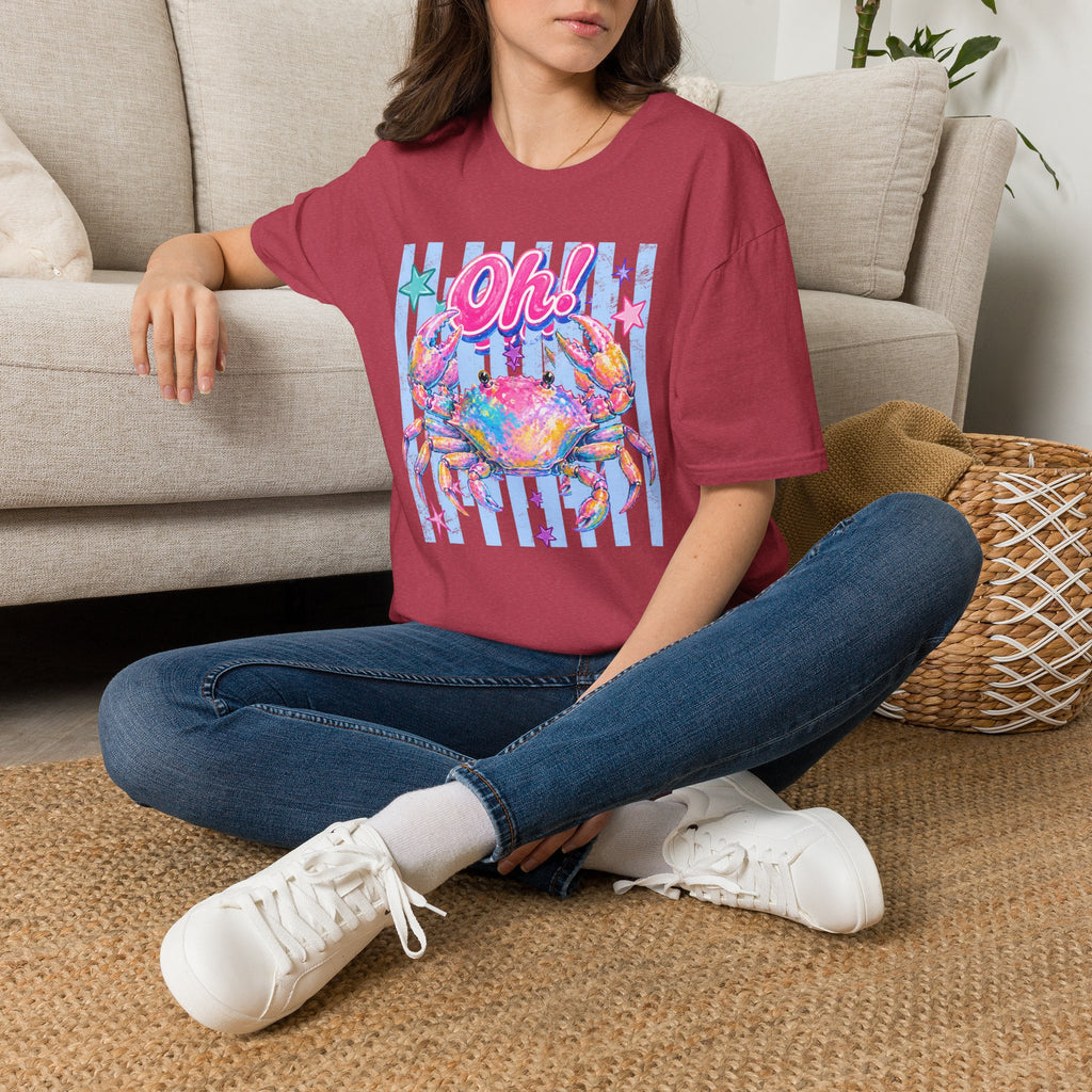 Crab "Oh!" Graphic T‑Shirt — Colorful Coastal Beach Tee