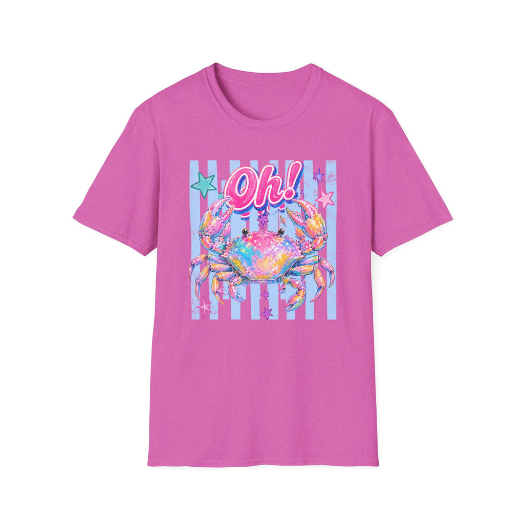 Crab "Oh!" Graphic T‑Shirt — Colorful Coastal Beach Tee