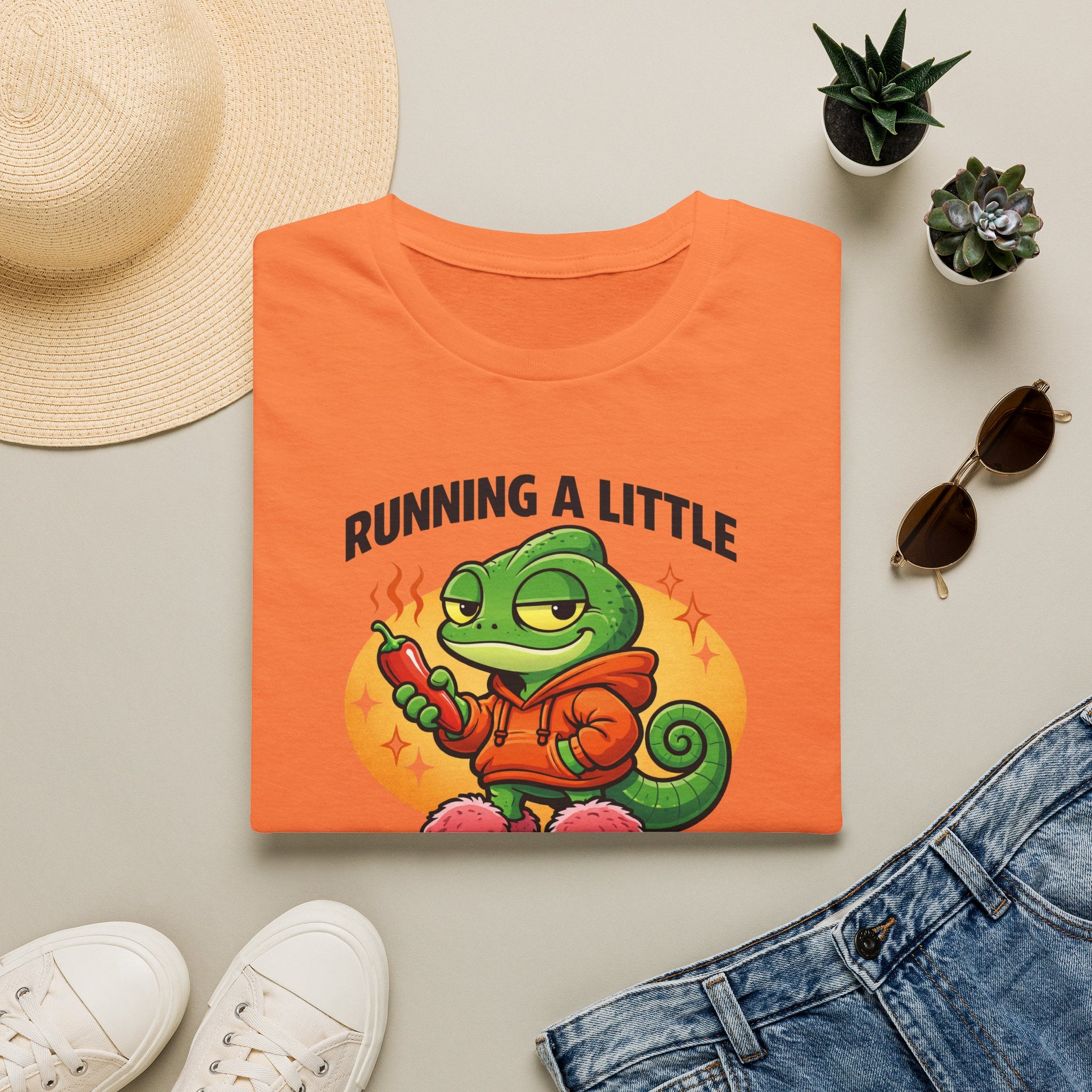 T-Shirt — "Running a Little Spicy Today" Cute Chameleon Graphic Tee