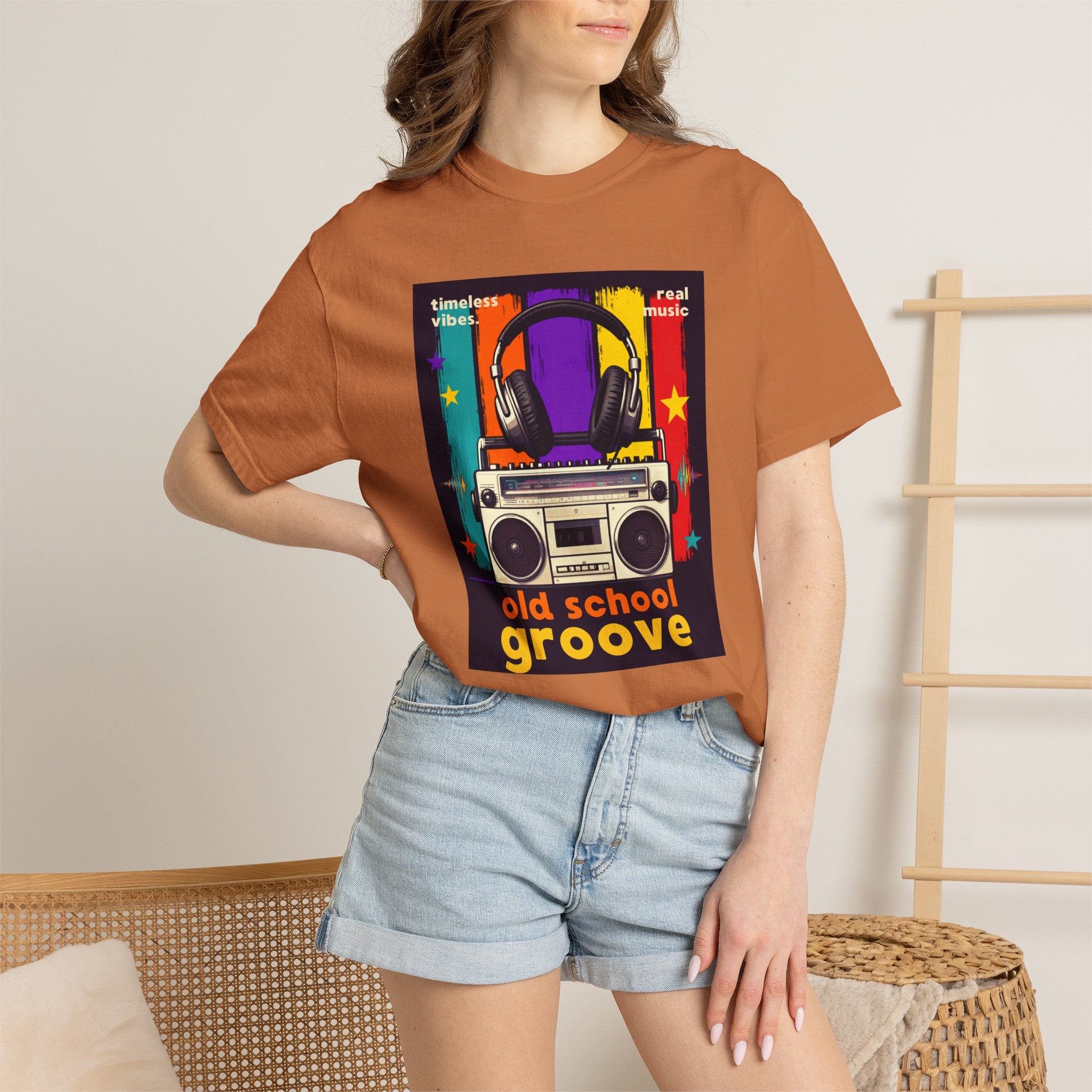 Old School Groove T-Shirt — Retro Boombox & Headphones Vintage Music Tee 80s 90s nostalgia