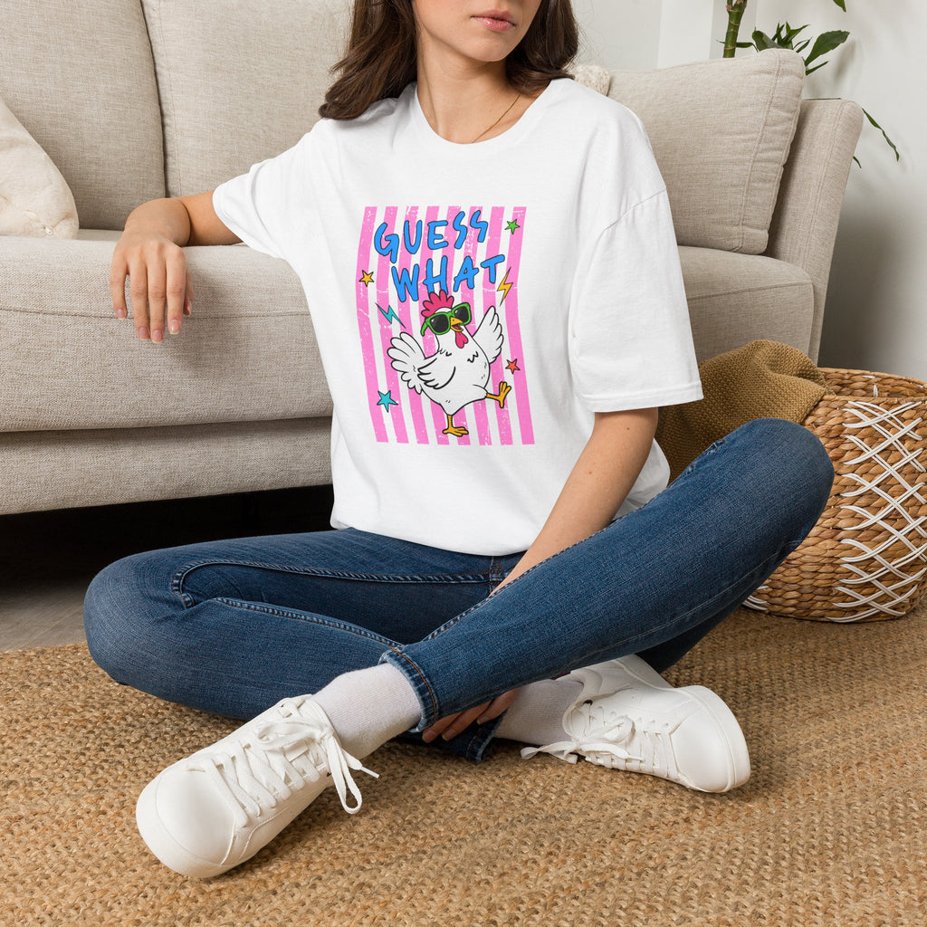 T-Shirt — "Guess What" Funny Sunglasses Chicken Graphic Tee