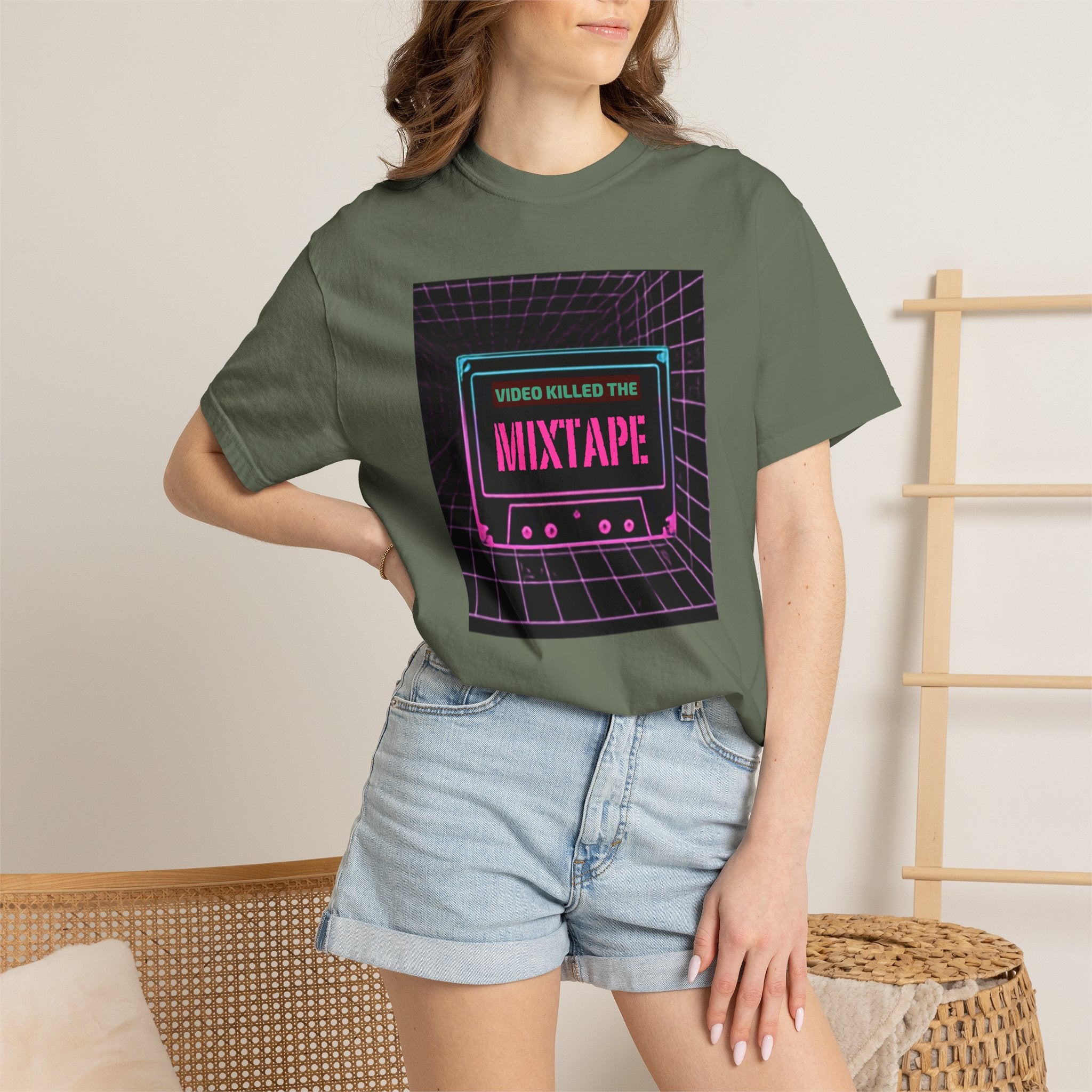 Cassette Mixtape T-Shirt — "Video Killed the Mixtape" Retro 80s Vaporwave Tee